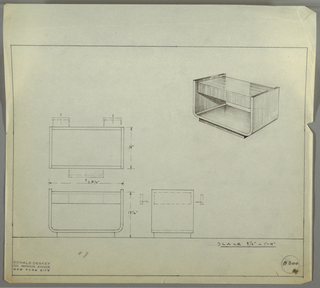 Drawing, Design for Low, Double-Sided Occasional Table with Drawers