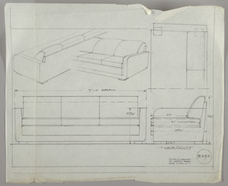 Drawing, Design for Sofa