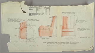 Drawing, Armchair, Upholstered