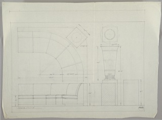 Drawing, Design for Sectional Seating, with Tall Decorative Vase