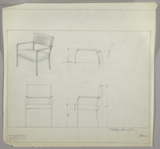 Drawing, Design for Metal Armchair with Upholstered Seat and Back