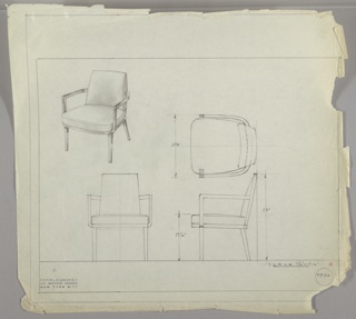 Drawing, Design for an Armchair with Upholstered Seat and Back