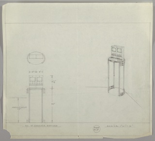 Drawing, Design for Console Table with Electronic Equipment