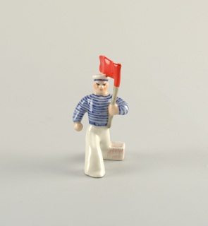 Man Holding Banner Figure