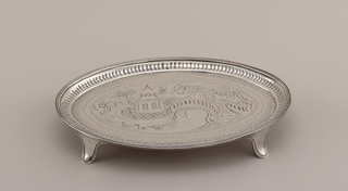 Tray with Man on Bridge near a Pagoda Tray