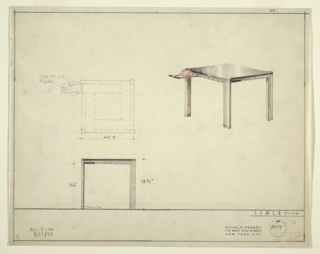 Drawing, Table with Slide for Cup-and-Saucer and Ashtray