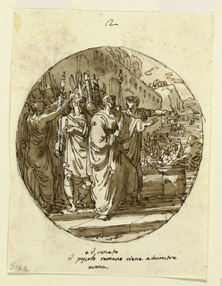 Drawing, Ceiling Design for Numa Pompilius Welcomed to Rome after his Election, Sala di Numa Pompilio, Palazzo Milzetti, Faenza