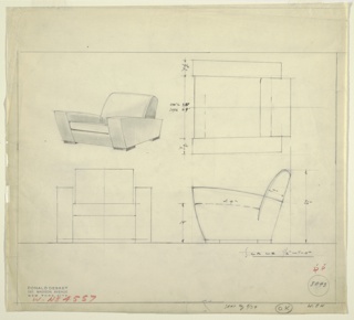 Drawing, Armchair, Upholstered