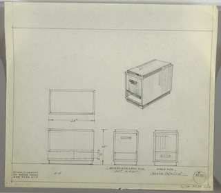 Drawing, Design for Reversible End Table with Drawer and Shelf