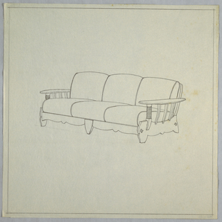 Drawing, 3 Cushion - Peg Wood End