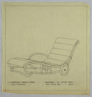 Drawing, Wheeled Chaise Lounge