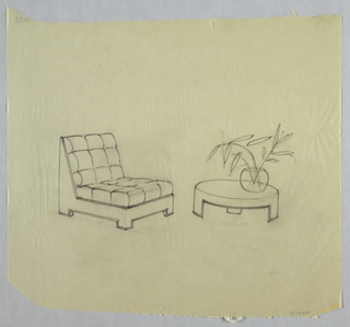 Drawing, Chair with Table