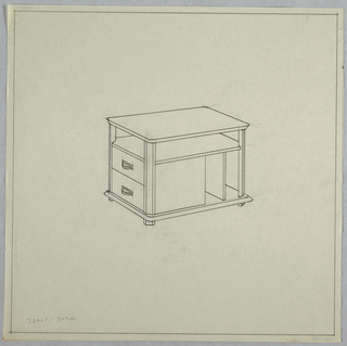 Drawing, 3 Shelf 2 Drawer Table