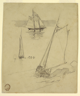 Drawing, Three Sketches of Schooners