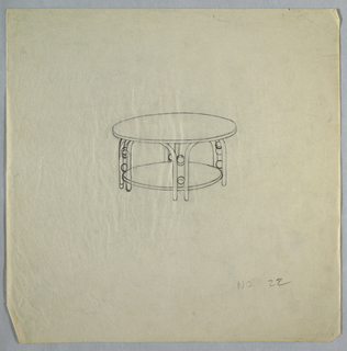 Drawing, Table with Bottom Shelf