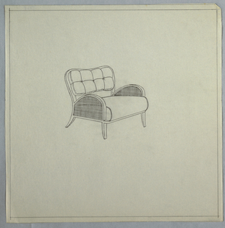 Drawing, Cushion Back, Cane Side Chair