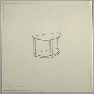 Drawing, Half Circle 2 Shelf Table