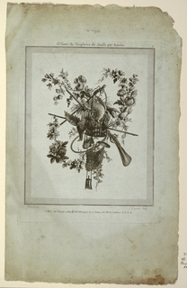 Print, Trophy with Implements of the Hunt, Plate 1 from "Suite de Trophées de chasse," Suite VI