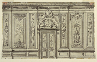 Drawing, The elevation of the entrance wall of a drawing room with alternative suggestions
