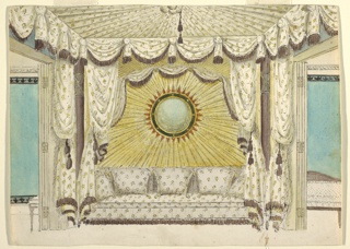 Drawing, Design for Bed with Tented Alcove, probably for the Prince of Wales's Bedroom or Boudoir, Royal Pavilion, Brighton
