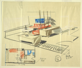 Drawing, Rough sketch, room 6, for Uris Hotels