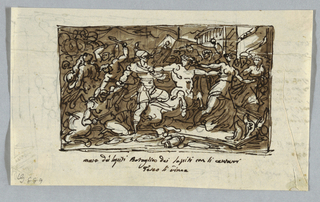 Drawing, Sketchbook Page: Battle of the Centaurs and Lapiths