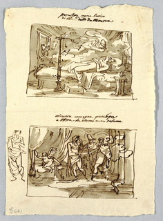 Drawing, Sketchbook Page with Classical Scenes