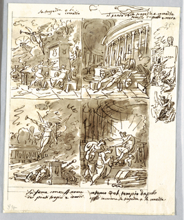 Drawing, Four Allegories of Commedia and Tragedy