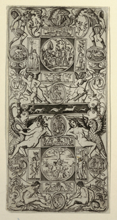 Print, Ornament Panel with Orpheus and the Judgment of Paris