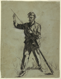 Drawing, Cavalry Soldier Loading a Rifle