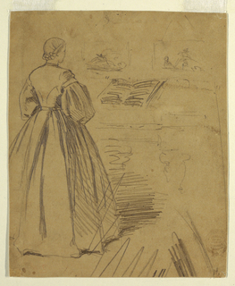 Drawing, Woman Standing Before a Piano
