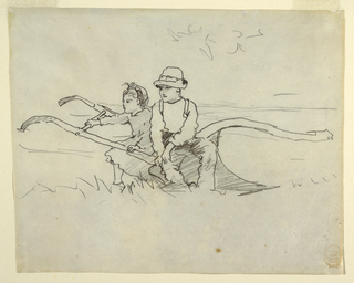 Drawing, Boy and Girl on a Plow