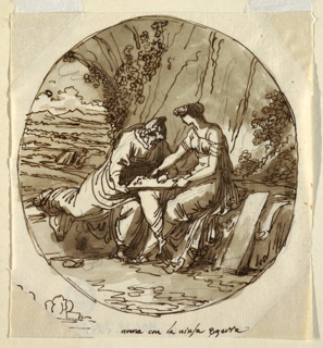 Drawing, Numa Pompilius and Egeria, Sala di Numa Pompilius, Palazzo Milzetti, Faenza