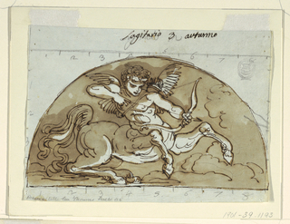 Drawing, Sagittarius, Lunette for Ceiling, Sala Ottagonale, Palazzo Milzetti, Faenza