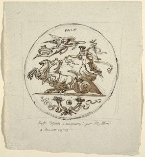 Drawing, Triumph of Peace, Roundel, for the Aldini Villa at Montmorency