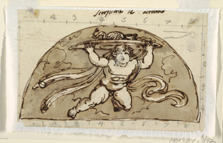 Drawing, Scorpio, Lunette for Ceiling, Sala Ottagonale, Palazzo Milzetti, Faenza