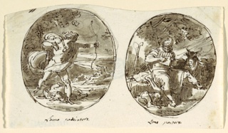 Drawing, Man the Hunter, Man the Shepherd, Design for Vaulted Ceiling, Sala dei Legislatori, Palazzo Conti-Sinibaldi, Faenza