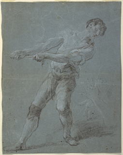 Drawing, Young Man Pulling a Rope