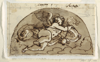 Drawing, Cancer, Lunette for Ceiling, Sala Ottagonale, Palazzo Milzetti, Faenza