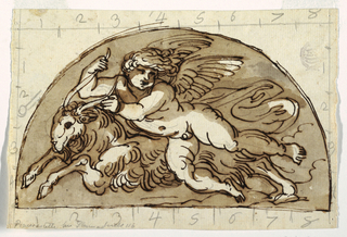 Drawing, Capricorn, Lunette for Ceiling of the Sala Ottagonale, Palazzo Milzetti, Faenza