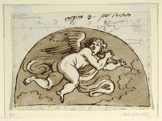 Drawing, Virgo, Lunette for Ceiling, Sala Ottagonale, Palazzo Milzetti, Faenza