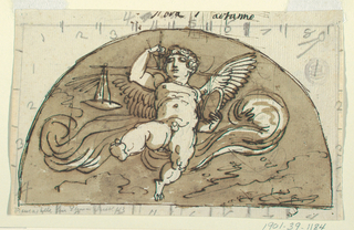 Drawing, Libra, Lunette for Ceiling, Sala Ottagonale, Palazzo Milzetti, Faenza