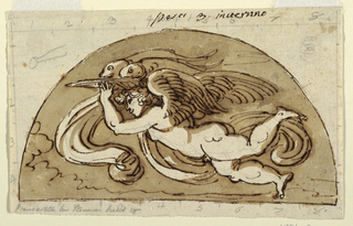 Drawing, Pisces, Lunette for Ceiling, Sala Ottagonale, Palazzo Milzetti, Faenza