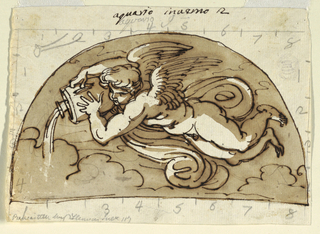 Drawing, Aquarius, Lunette for Ceiling, Sala Ottagonale, Palazzo Milzetti, Faenza