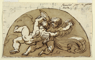 Drawing, Gemini, Lunette for Ceiling, Sala Ottagonale, Palazzo Milzetti, Faenza