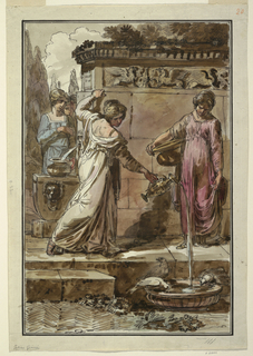 Drawing, Five Women at a Fountain