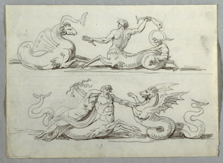 Drawing, Sea Centaur Battles Sea Monster