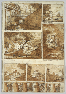 Drawing, View of the Palazzo Barberini; Six Landscapes by Vincenzo Martinelli; Sixteenth Century Capitals, Bologna
