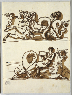 Drawing, Two Friezes with Women and Sea Monsters