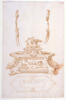 Drawing, Design for a Salt Cellar and Egg Dish with Fork and Spoon